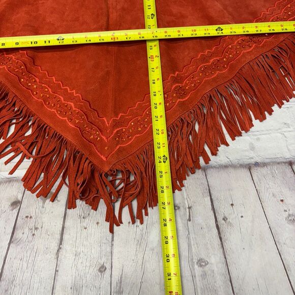 Vintage Newport News Suede Leather Poncho Western Cape SM Small Medium D052 -12 - Picture 3 of 16